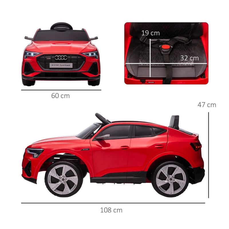 Audi E-tron Licensed 12V Kids Electric Ride on, Electric Car for Kids, with Parental Remote, Music Lights MP3, Suspension Wheels, for 3-5 Years, Red
