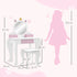 Unicorn-Design Kids Dressing Table, with Mirror and Stool - White