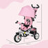6 in 1 Kids Trike with Parent Handle, Canopy, 5-point Safety Belt, Storage, Footrest, Brake, for 1-5 Years, Pink