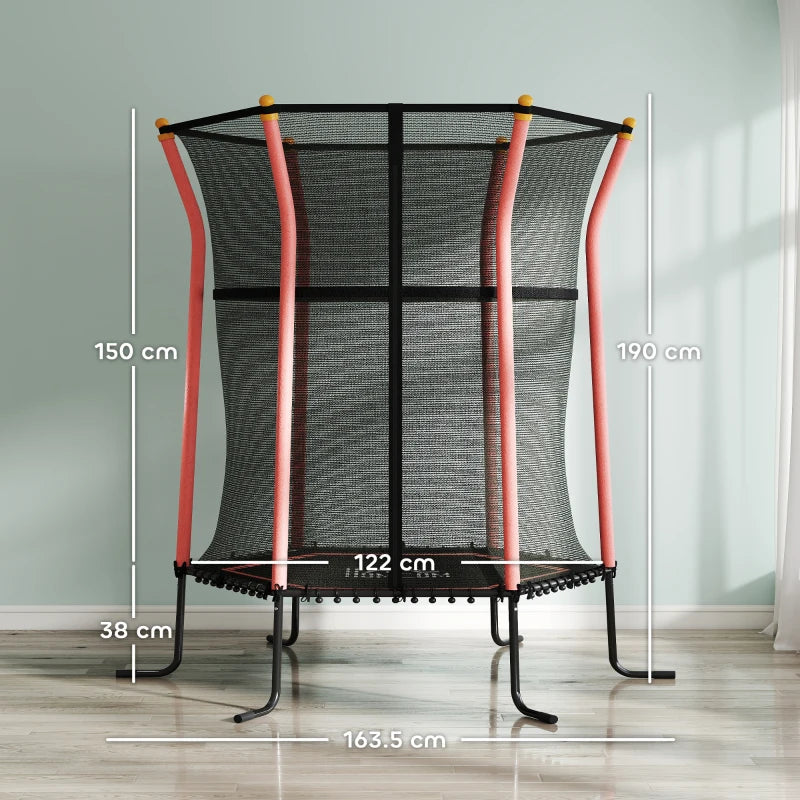 Kids Trampoline Mini Bouncer with Enclosure Safety Net For Ages 3-10 Years - Red