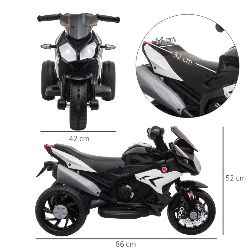 Kids Electric Motorcycle Ride-On Toy, with Three Wheels, Music, Horn, Lights