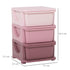 3 Drawers Plastic Storage Units, 3 Tier Kids Storage Units, Children Toy Chest for Nursery, Playroom, Bedroom, Pink