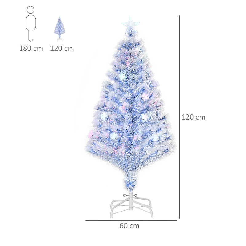 4FT Artificial Fibre Optic Christmas Tree Seasonal Decoration w/ LED Lights Pre-Lit Easy Store White Blue