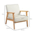 Fabric Accent Chair for Living Room, Arm Chair with Rubber Wood Frame and Padded Cushion, Cream White
