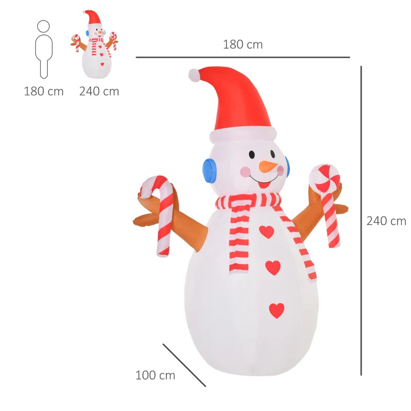 8ft Christmas Inflatable Snowman with Candy, Rotating Lighted for Home Indoor Outdoor Garden Lawn Decoration Party Prop