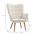 Modern Accent Chair, Upholstered Tufted Wingback Armchair with Seat Padding, Teddy Fleece Leisure Lounge Bedroom Chair with Wood Legs, Cream White