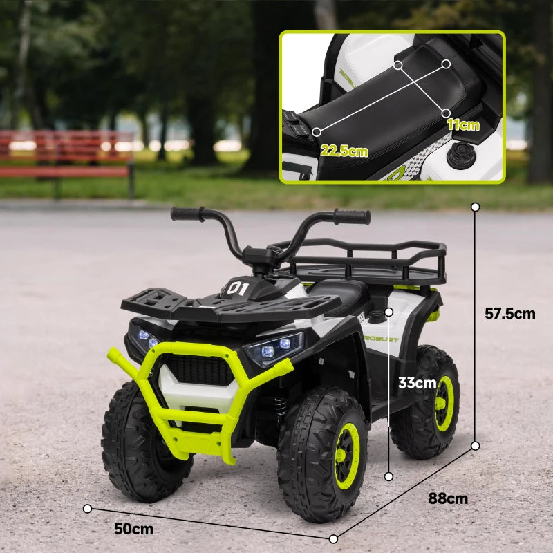 12V Kids Electric Ride on ATV, Battery-Powered Quad Bike w/ Spring Suspension, Forward Backward, Storage Basket, Green
