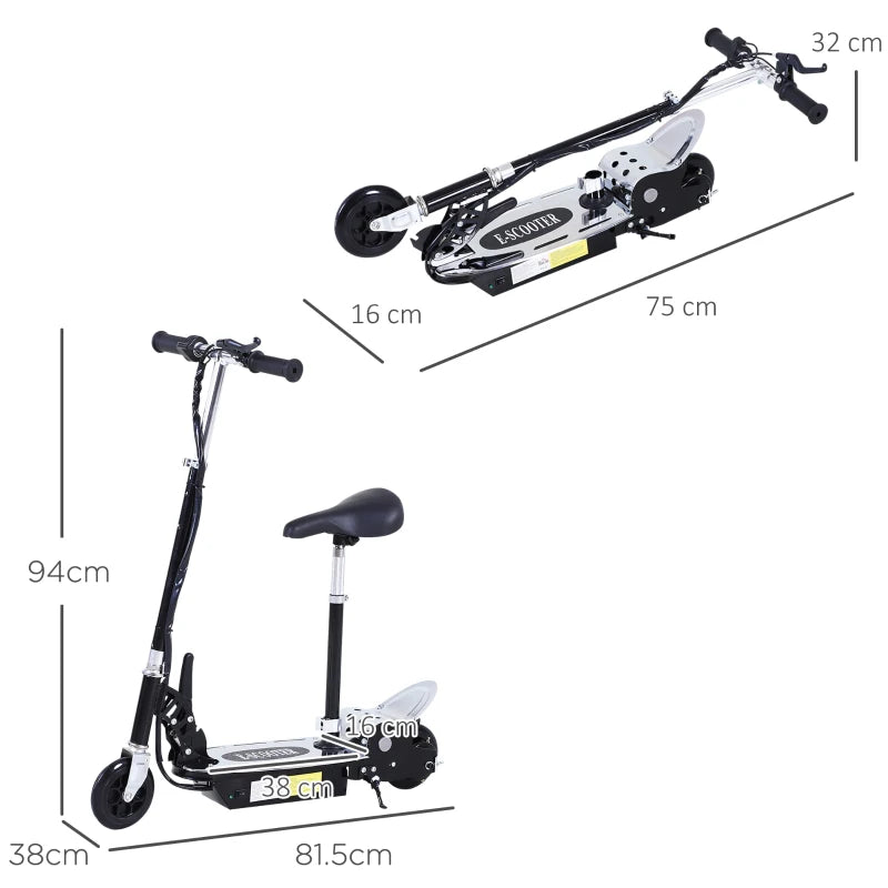 Foldable Powered Scooter with Adjustable Seat, Brake, Black