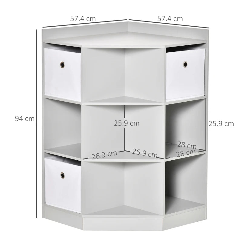 Kids Bookcase, 3 Tier Toy Organiser Storage Unit BookShelf with 3 Non-woven Fabric Drawers, Anti-tip Device, for Bedroom, Children's Room, Playroom, Grey