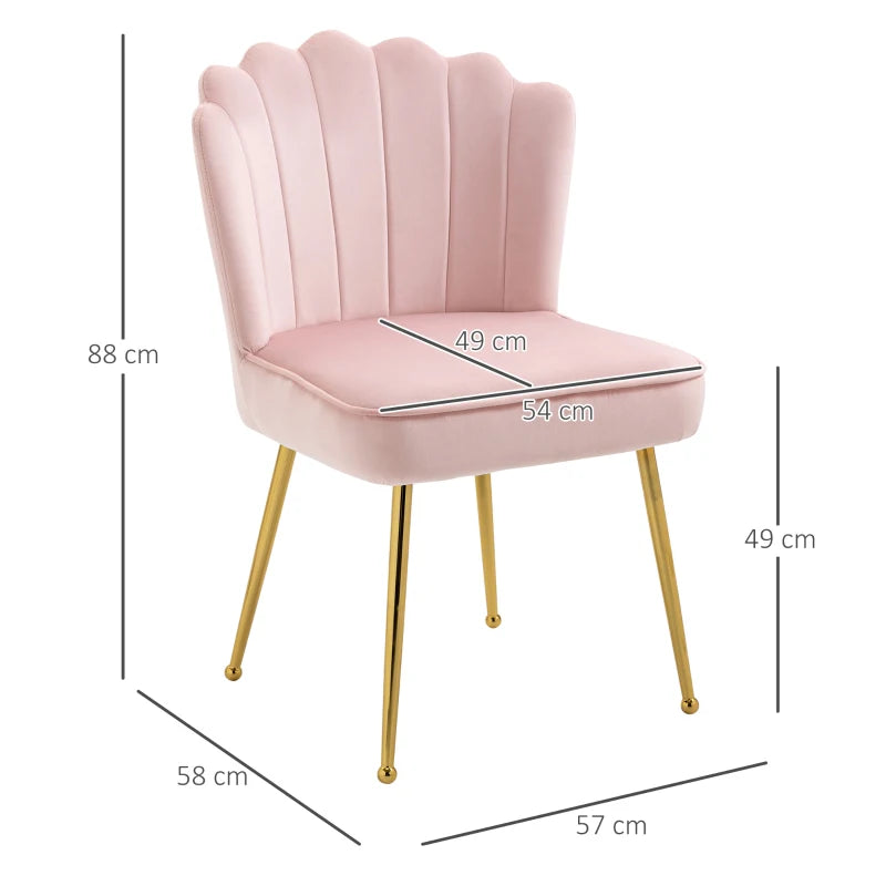 Velvet-Feel Shell Accent Chair - Pink
