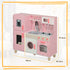 Play Kitchen, Kids Kitchen Set with Lights and Sounds, Double Stoves, Ice Maker, Chalkboard for 3+ Years, Pink