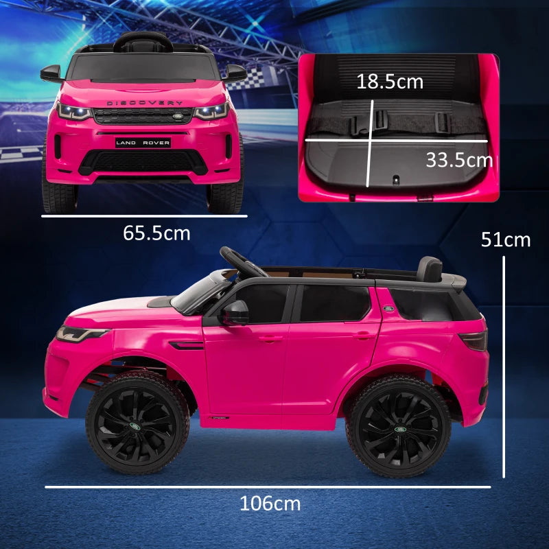 Licensed Land Rover Discovery Sport, 12V Kids Ride on Car w/ Remote Control, Lights, Music, Horn, for 3-6 Years, Pink