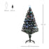 4ft Artificial Prelit Christmas Tree, Snow Xmas Tree with Colourful LED Lighting Fiber Optics, Green White