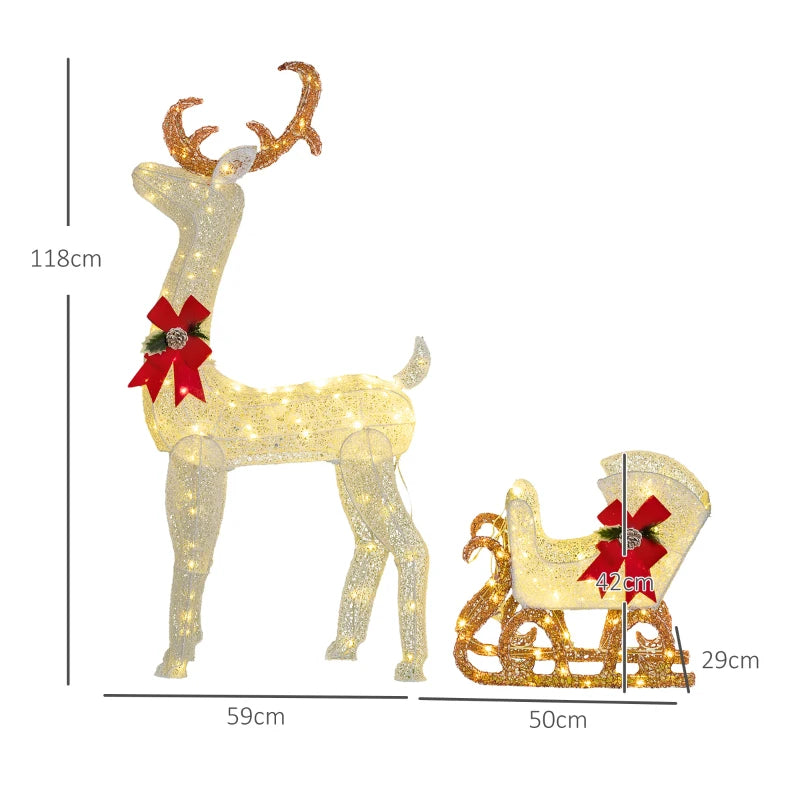170 LED Light Reindeer and Sleigh Christmas Decoration