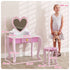 Kids Dressing Table Set, Vanity Table with Stool, Mirror, Drawer, Desktop Storage, Heart Theme, Pink