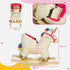 Kids Rocking Horse with Realistic Sounds, Safety Belt, Wooden Base, for Ages 18-36 Months, Cream White