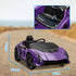 12V Lamborghini Autentica Licensed Kids Electric Car with Remote Control, Four Suspension Wheels, Soft Start, Purple