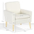 Armchair, Upholstered Accent Chair with Wood Legs and Wide Padded Seat, Teddy Occasional Chair, Cream White