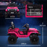 12V Battery Powered Kids Ride-On Car, Electric Truck w/ Spring Suspension, Remote, Music, Horn, Lights, Pink
