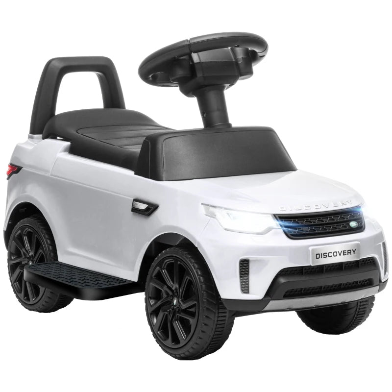 2-in-1 Land Rover Licensed 6V Kids Electric Ride On Car, Sliding Car w/ Headlights, Music, for 18-60 Months, White
