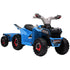 6V Quad Bike with Back Trailer, Wear-Resistant Wheels, for Ages 18-36 Months, Blue