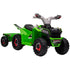 6V Quad Bike with Back Trailer, Wear-Resistant Wheels, for Ages 18-36 Months, Green