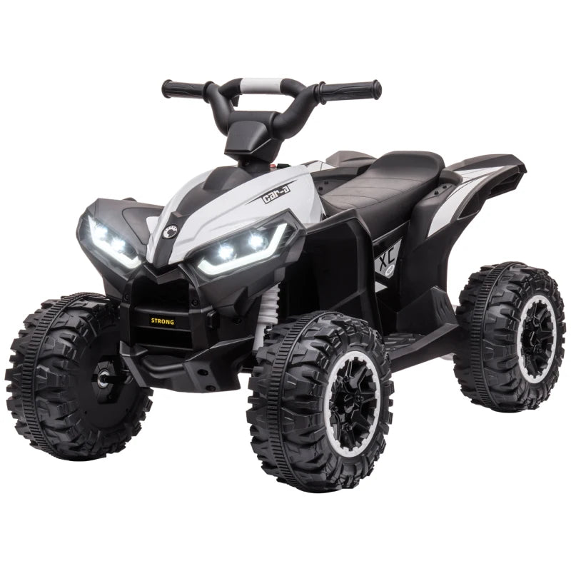 12V Ride-On Quad Bike w/ Music, Horn, for Ages 3-5 Years - White