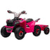 6V Quad Bike with Back Trailer, Wear-Resistant Wheels, for Ages 18-36 Months, Pink