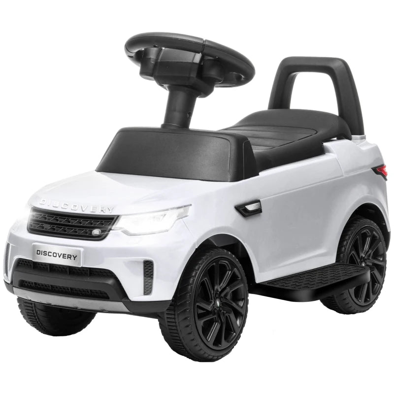 2-in-1 Land Rover Licensed 6V Kids Electric Ride On Car, Sliding Car w/ Headlights, Music, for 18-60 Months, White