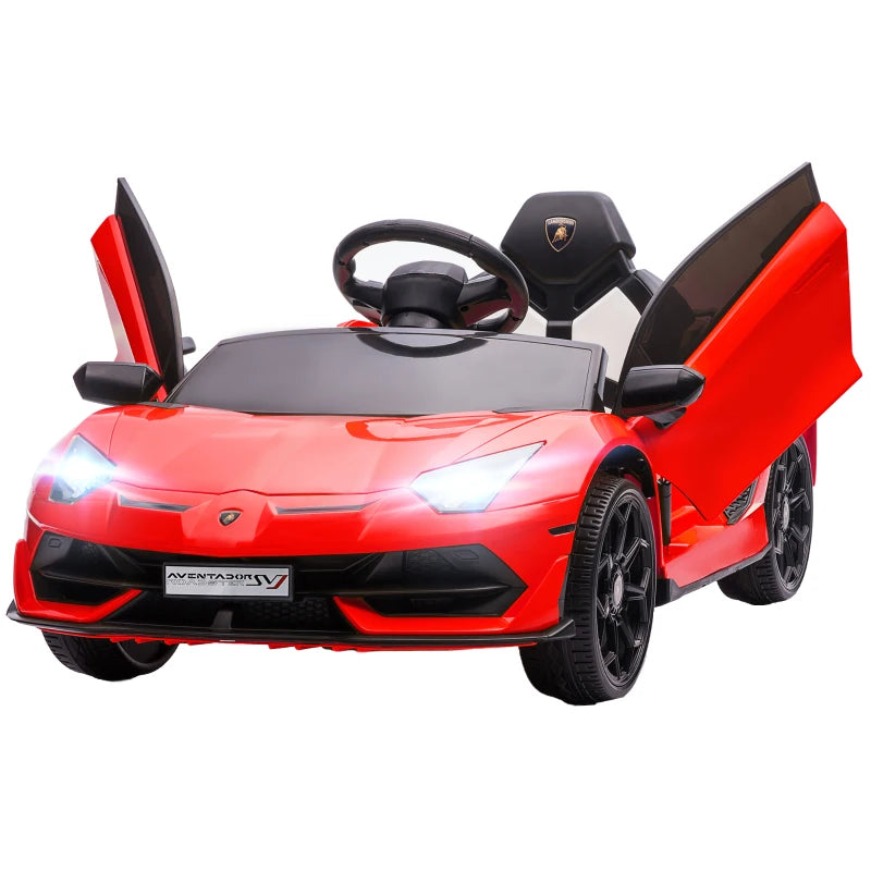 Lamborghini Licensed 12V kids Electric Car w/ Butterfly Doors, Remote, Music, Horn, Suspension - Red