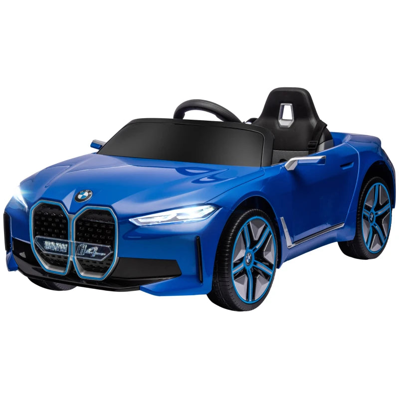 BMW i4 Licensed 12V Kids Electric Ride-On Car, Blue