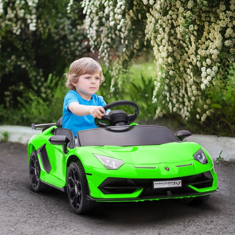 Lamborghini Licensed 12V kids Electric Car w/ Butterfly Doors, Remote, Music, Horn, Suspension - Green