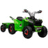6V Quad Bike with Back Trailer, Wear-Resistant Wheels, for Ages 18-36 Months, Green