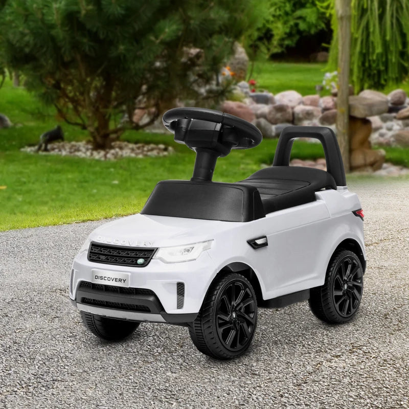 2-in-1 Land Rover Licensed 6V Kids Electric Ride On Car, Sliding Car w/ Headlights, Music, for 18-60 Months, White