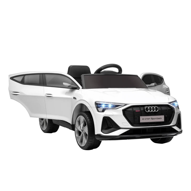 12V Kids Electric Ride-On Car, with Remote Control, Lights, Music, Horn - White