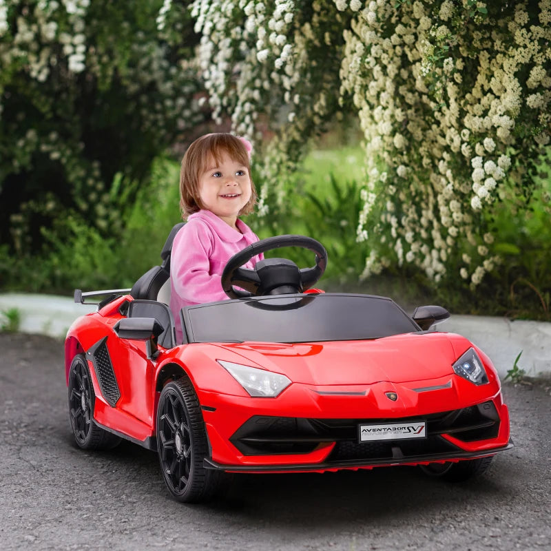 Lamborghini Licensed 12V kids Electric Car w/ Butterfly Doors, Remote, Music, Horn, Suspension - Red