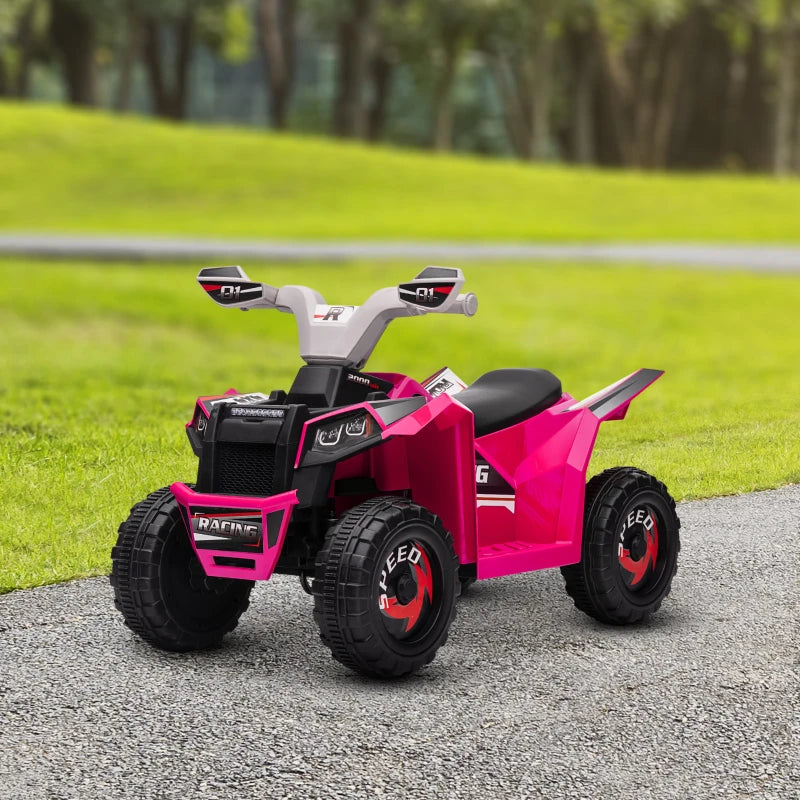 6V Quad Bike with Wear-Resistant Wheels, Forward Backward Function, for Ages 18-36 Months, Pink