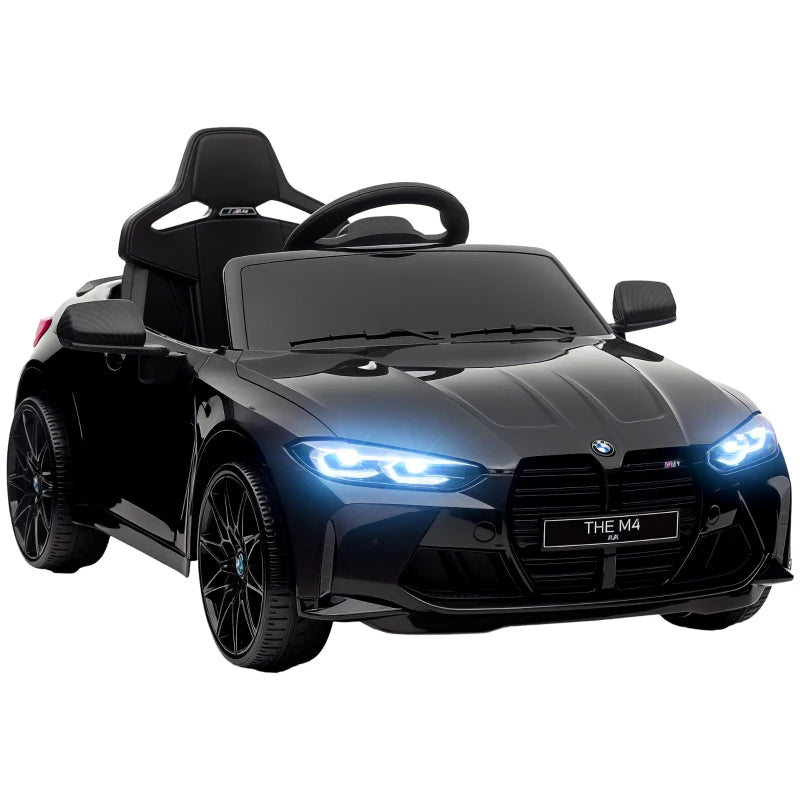 12V BMW Licensed Kids Car, with Easy Transport, Remote Control, Suspension, Music, Horn, LED Lights, Black