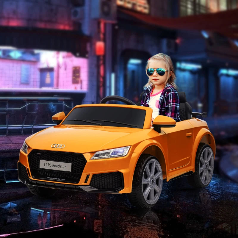 Kids Licensed Audi TT RS Ride-On Car 12V Battery w/ Remote Suspension Headlights and MP3 Player 3km/h Yellow
