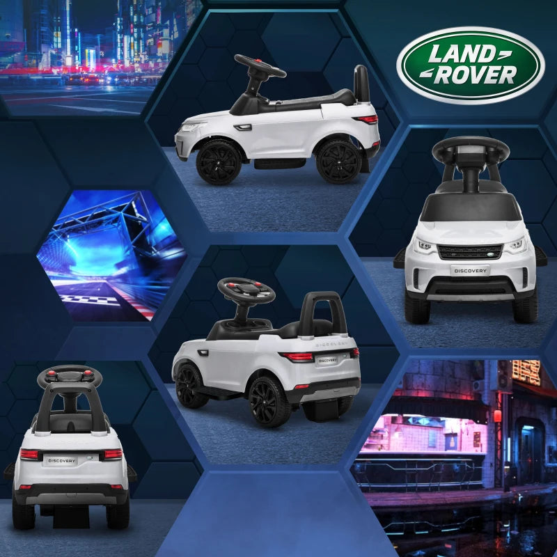 2-in-1 Land Rover Licensed 6V Kids Electric Ride On Car, Sliding Car w/ Headlights, Music, for 18-60 Months, White
