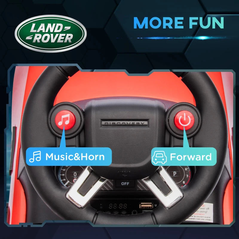 2-in-1 Land Rover Licensed 6V Kids Electric Ride On Car, Sliding Car w/ Headlights, Music, for 18-60 Months, Red
