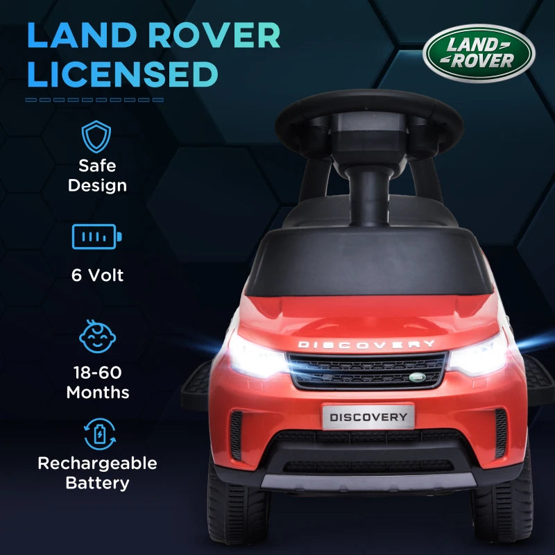 2-in-1 Land Rover Licensed 6V Kids Electric Ride On Car, Sliding Car w/ Headlights, Music, for 18-60 Months, Red