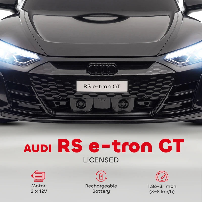 Audi Licensed 12V Kids Electric Ride-On, with Remote Control, Suspension System, Lights, Music, Motor - Black