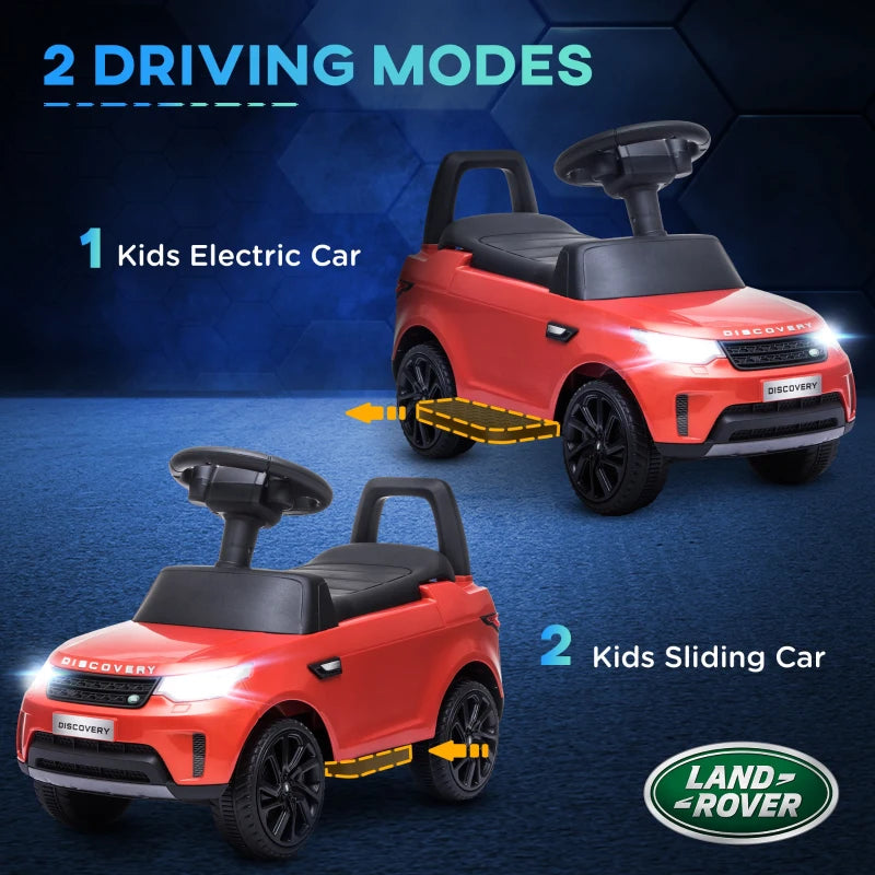 2-in-1 Land Rover Licensed 6V Kids Electric Ride On Car, Sliding Car w/ Headlights, Music, for 18-60 Months, Red