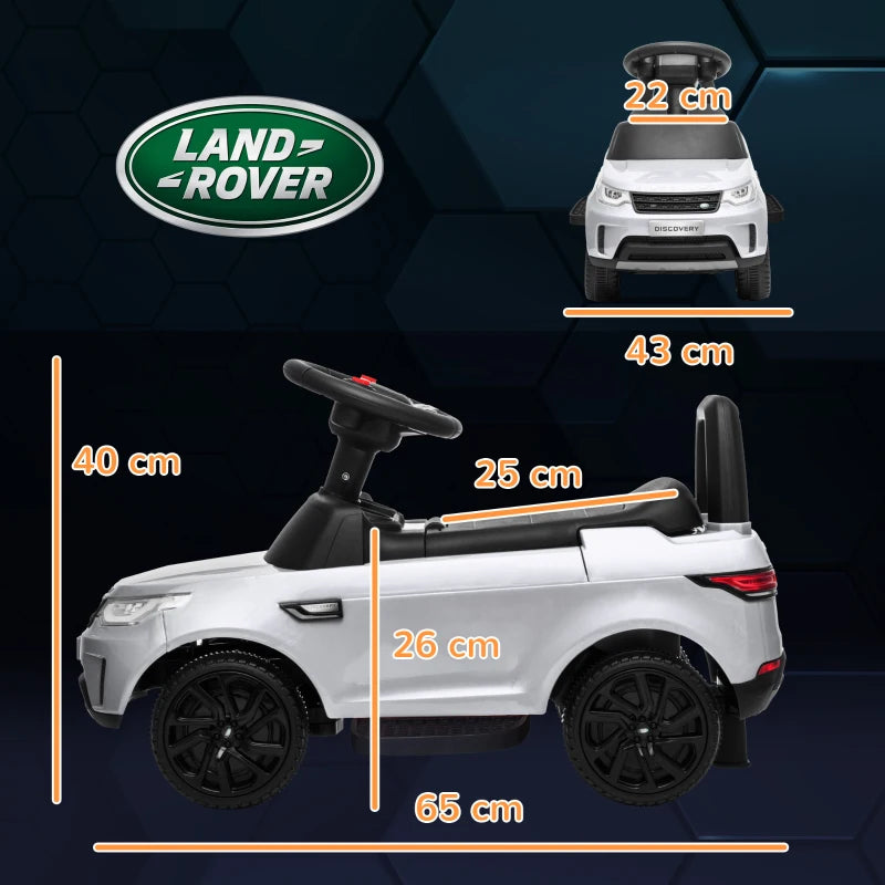 2-in-1 Land Rover Licensed 6V Kids Electric Ride On Car, Sliding Car w/ Headlights, Music, for 18-60 Months, White