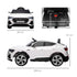 12V Kids Electric Ride-On Car, with Remote Control, Lights, Music, Horn - White