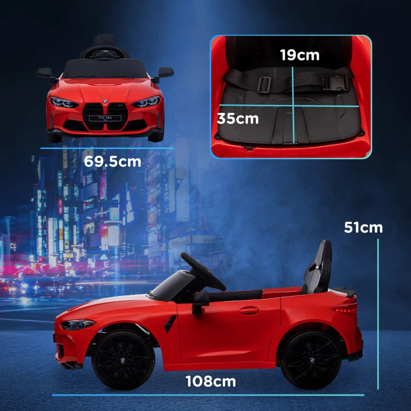 12V BMW Licensed Kids Car, with Easy Transport, Remote Control, Suspension, Music, Horn, LED Lights, Red
