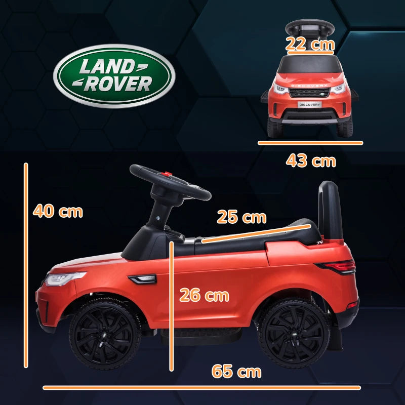 2-in-1 Land Rover Licensed 6V Kids Electric Ride On Car, Sliding Car w/ Headlights, Music, for 18-60 Months, Red