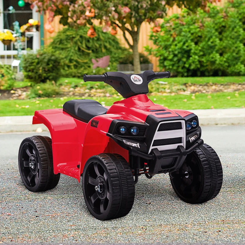 6V Kids Electric Ride on Car, ATV Toy, Quad Bike with Headlights, Horn, for Toddlers 18-36 Months Red