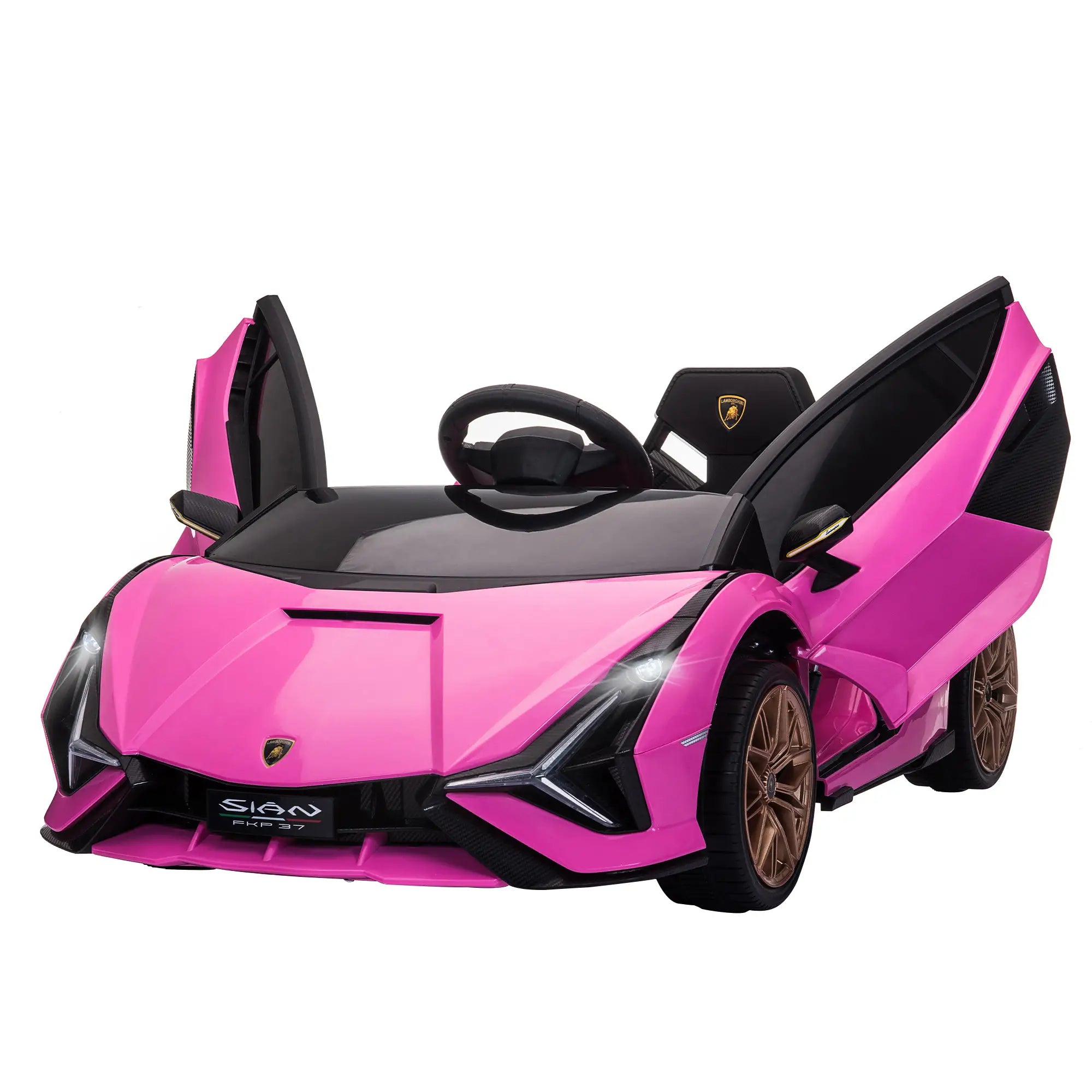 Lamborghini Sian Licensed 12V Kids Electric Ride On Car 2 Motors Toy Car with Remote Control Music Lights MP3 for 3-5 Years Pink